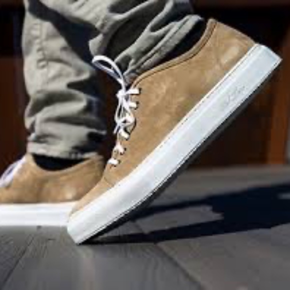 Del Toro Made in Italy Suede Low Top Sneakers Men’s Size 12 Tan Brown - Picture 1 of 15